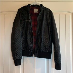 Levi’s faux leather bomber jacket.